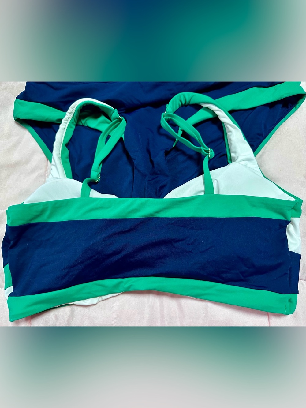 Women’s Lands' End Navy, Green and White Bikini Set